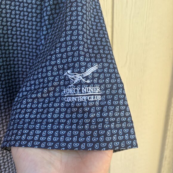 Footjoy Golf Lisle Polo Shirt Men's Large Blue Paisley Stretch Comfort Summer - Picture 3 of 10